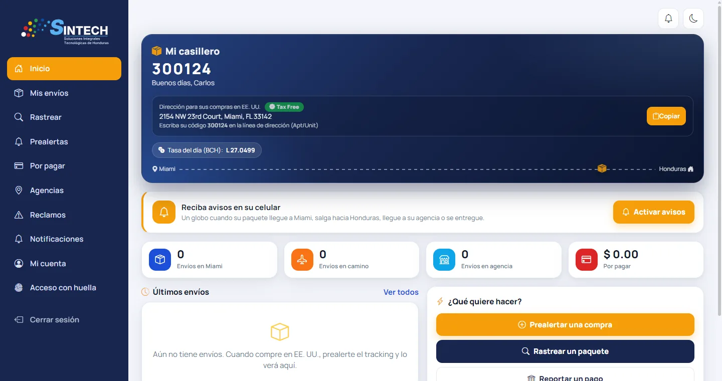 Portal del cliente en modo día